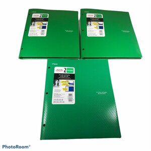 Lot Of 3 Mead Five Star Plastic Green 2 Pocket Folders New